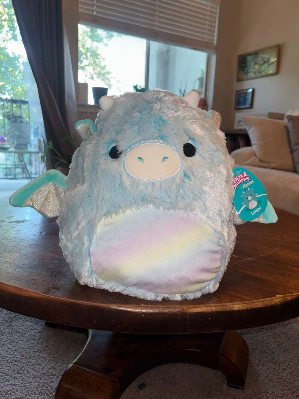 Squishmallows Fuzz-A-Mallows Lorelai the Teal Dragon 14 inch Plush Toy
